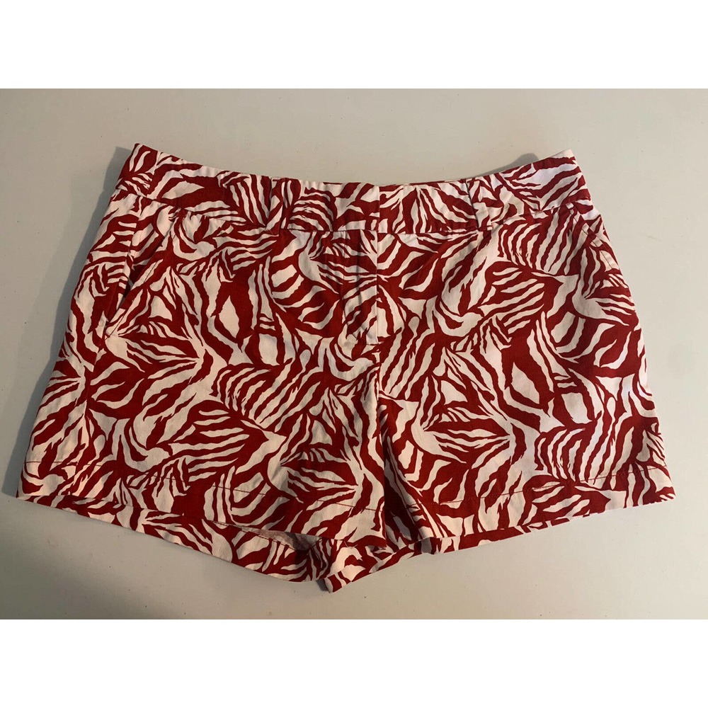 LOFT OUTLET Women’s Red And White Print Pocket Shorts Size 10